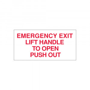 Emergency Exit Lift Handle Red Decal