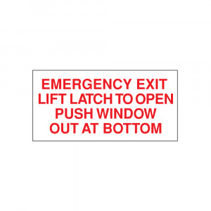 Emergency Exit Lift Latch Red Decal