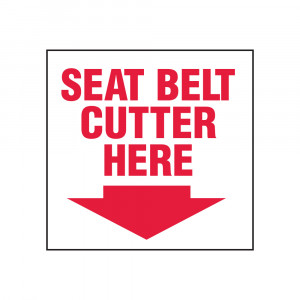 Seat Belt Cutter Here Decal
