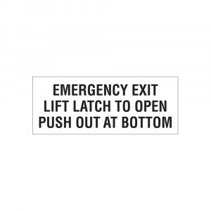 Emergency Exit Lift Latch Black Decal
